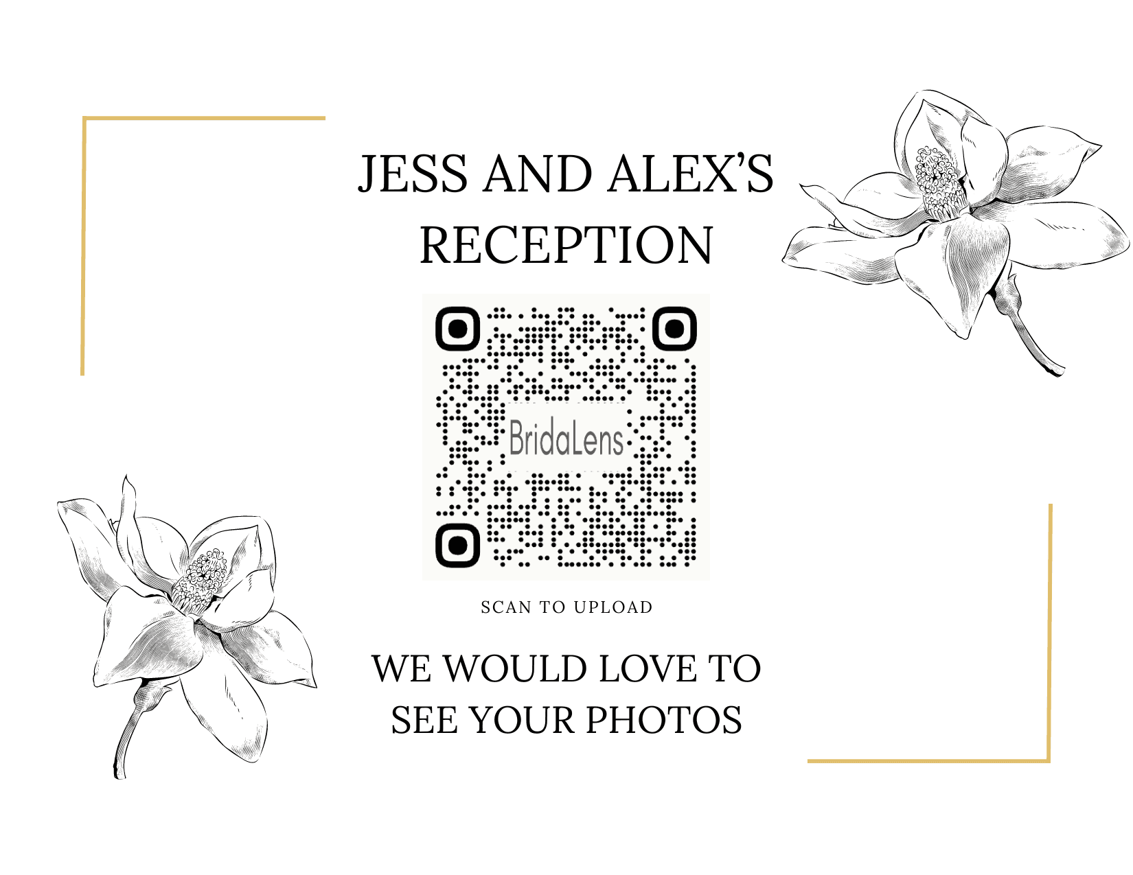 Modern Romance wedding QR code flyer template