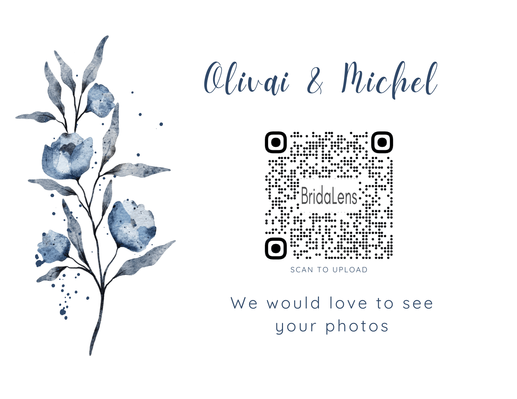 Floral Bliss wedding QR code flyer template